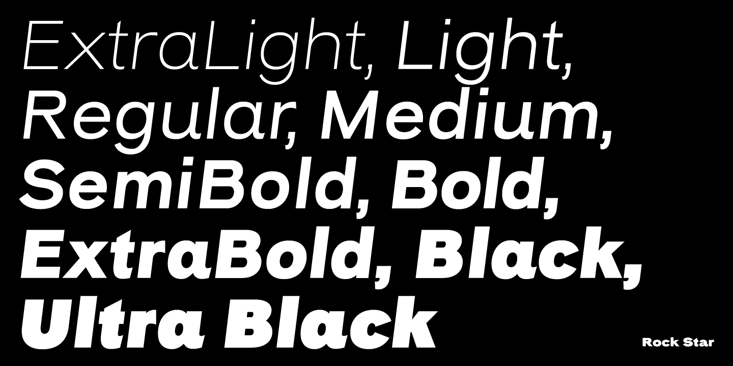 Пример шрифта Rock Star Black Italic
